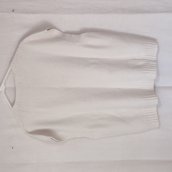 Cecile Wang France White Vneck Sleeveless Sweater Plush Size Extra Large - Picture 4 of 4